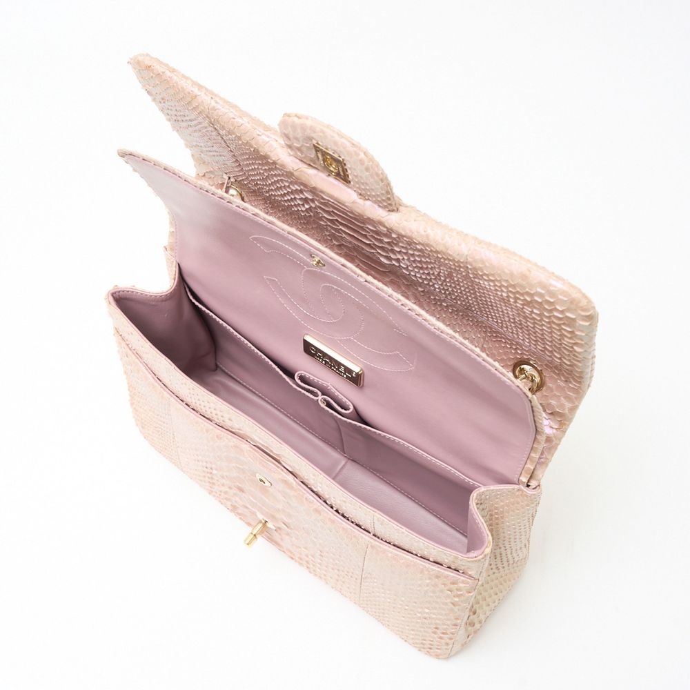 Chanel Bag Python Chain Pink Beige Shoulder Matelasse - Picture 7 of 16